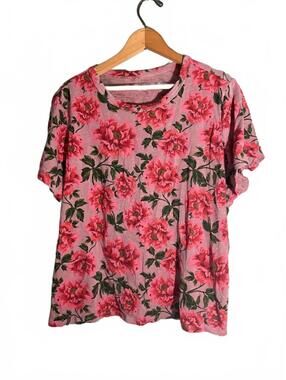 Old Navy XL Floral Pink and Green Short Sleeve Shirt XL